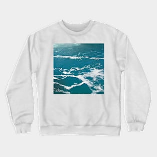 Teal Blue Ocean Waters and White Surf Crewneck Sweatshirt